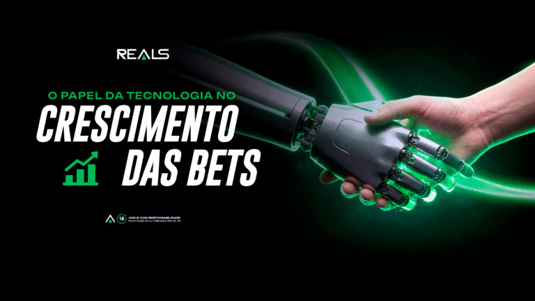 Uma mão robótica e uma mão humana se cumprimentando, simbolizando a tecnologia nas apostas